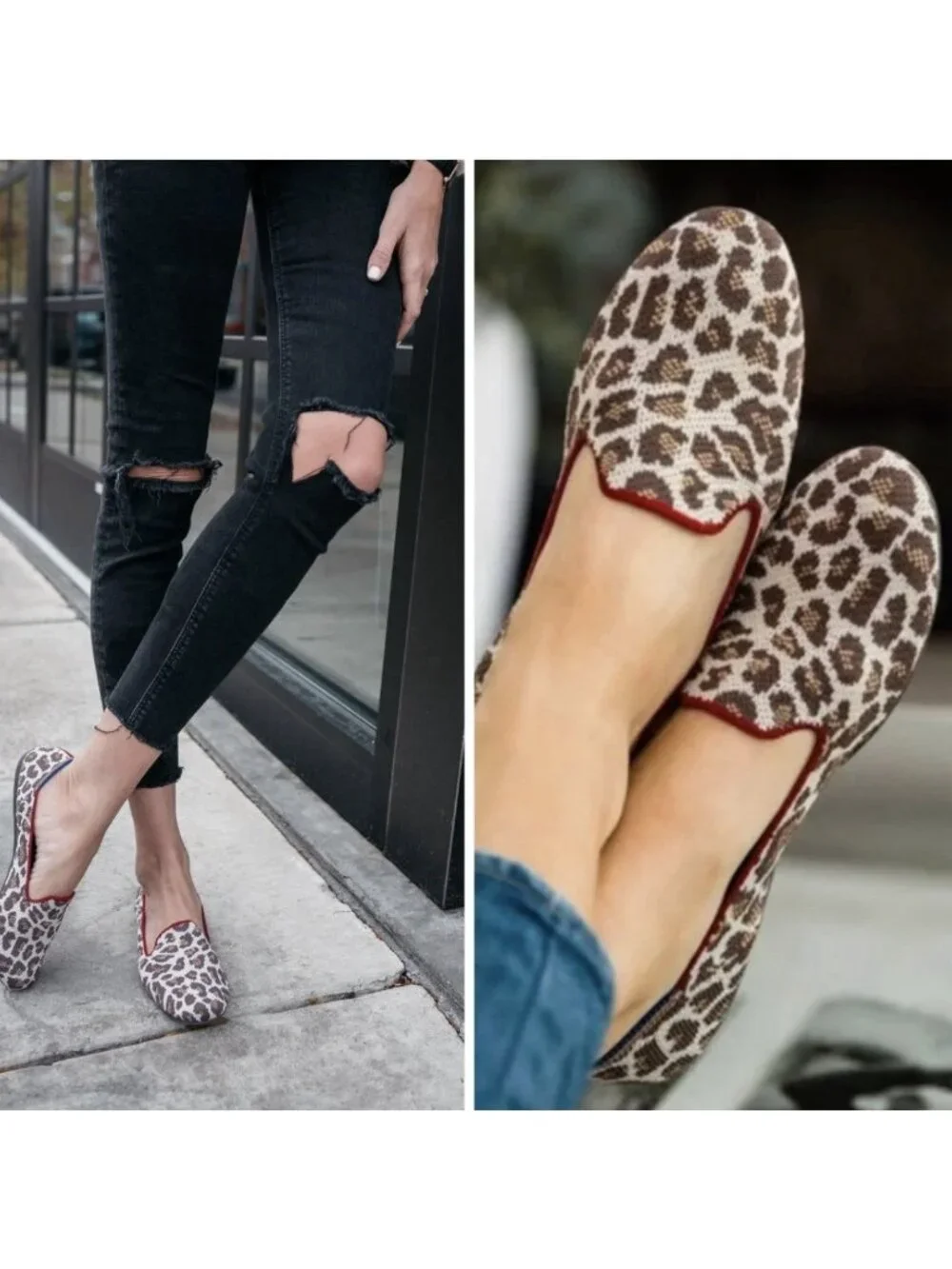Rothy’s Mocha Spot Loafer Flats Sz 11.5 Leopard Print round toe animal print EUC